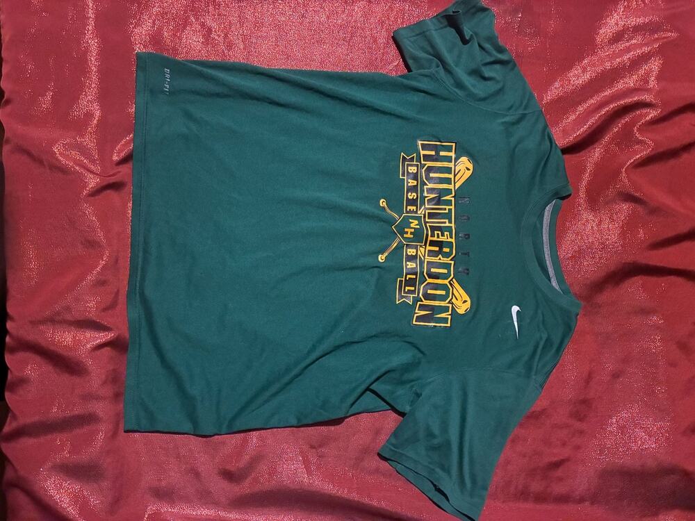 Nike Dri-Fit T-Shirt Mens Green Hunterdon Baseball Short Sleeve Logo Tee